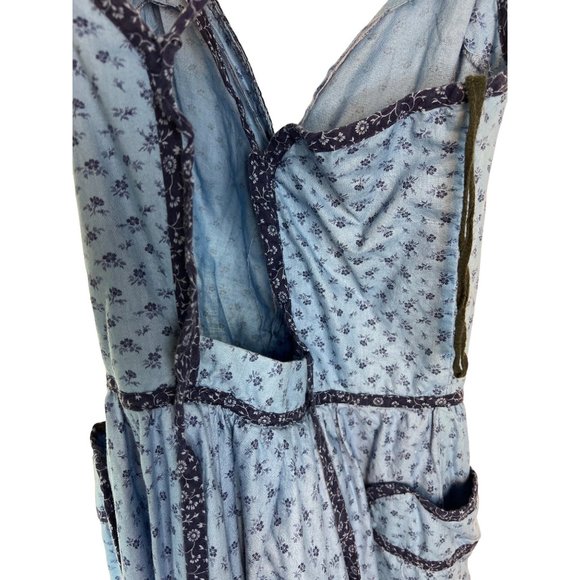 Gunne Sax by Jessica McClintock Blue Dress Floral Jumper Summer - Picture 6 of 8